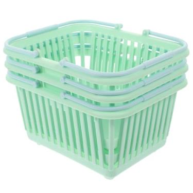 Imagem de Cesta de armazenamento de 3 peças de plástico com alça, cestas de plástico pequenas cestas de compras para armazenamento de varejo, cestas de armazenamento para organizar caixas de armazenamento para
