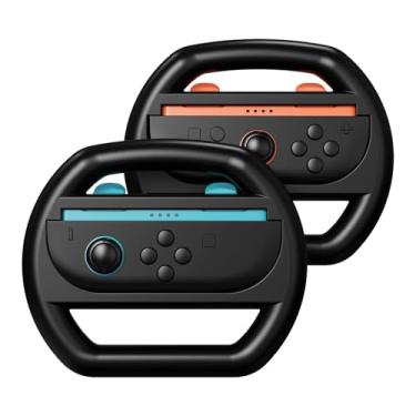 Imagem de bibuks Steering Wheels for Nintendo Switch 2 (2025) – Ergonomic Wheel Grip for Joy-Con Controllers, Enhance Mario Kart & Driving Game Experience Accessories, 2 Pack (Black)