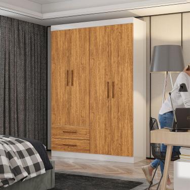 Imagem de Guarda Roupa Casal Lu 4 Portas 2 Gavetas Carioca Móveis Branco Cinamomo