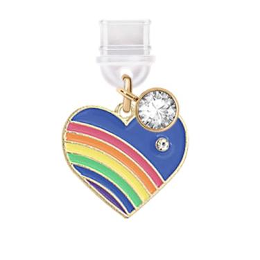 Imagem de ELISE & FONDA Porta de carregamento tipo C TP692 plugue antipoeira Little Love Heart com pingente de celular arco-íris para iPhone 15/16/Samsung/OnePlus/Xiaomi/oppo telefones Android (azul escuro)