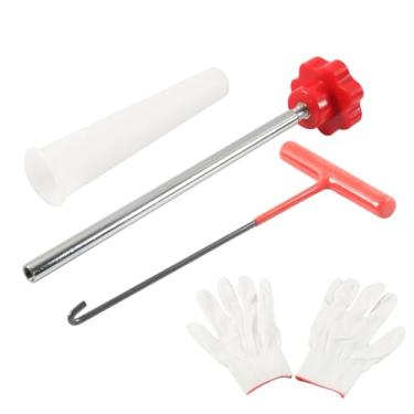 Imagem de Edinstry Ferramenta de instalação de haste de válvula de pneu, removedor e instalador de núcleo de válvula de alça vermelha, kit de reparo e substituição de pneu, construção de aço e plástico