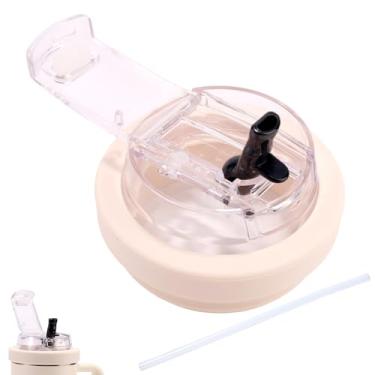 Imagem de Tampa de canudo flip de substituição para Stanley 1,134 g, tampa de copo à prova de vazamento, acessório de copo sem BPA para Stanley Quencher top removível resistente a derramamentos (branco)