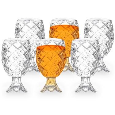Imagem de QUAFFER Tiro de abacaxi (conjunto de 6) – Mini copos de uísque clássico, vodca, tequila, xerez, conhaque cordial, perfeito para festas, bares, eventos, bar em casa