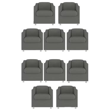 Imagem de Kit 10 Poltronas Bia Decorativa Reforçada Recepção Clinica Salão Sala De Estar Suede