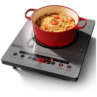 Imagem de Cooktop Elétrico de Uma Boca, Fogão Elétrico Portátil 110V, Controle por Toque, Trava de Segurança, Timer - Níveis de Potência, 1800W