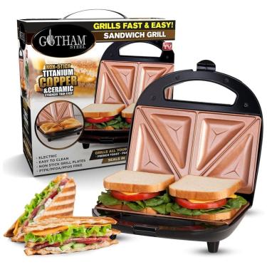 Imagem de Sanduicheira Antiaderente de 2 Fatias, 110v, GOTHAM STEEL 2108, Preto
