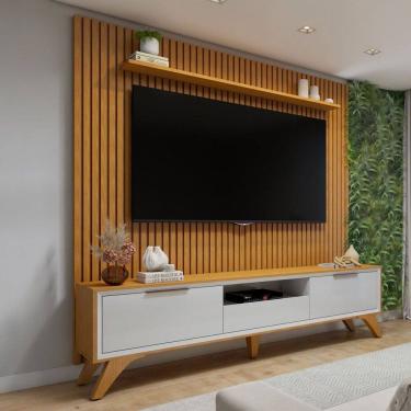 Imagem de Rack com Painel para TV Até 75 Polegadas áustria Paris 3 Gavetas Naturallle/Off White - Mavaular