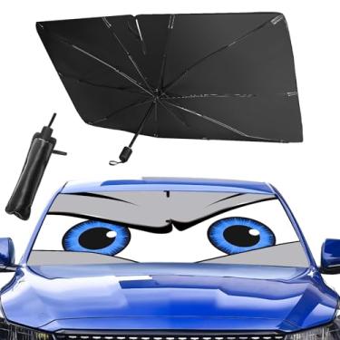 Imagem de Guarda-sol de para-brisa de carro atualizado, para-sol para para-brisa frontal, guarda-chuva dobrável para bloquear raios UV e proteção solar contra o calor, 147 x 78 cm