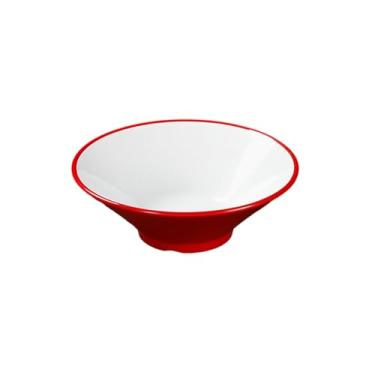 Imagem de Utensílios de mesa delicados de cor média esmaltados minimalistas domésticos estilo chinês anti-queimadura e resistente a quedas - tigela de chapéu de 20 cm de espessura [vermelho e branco]