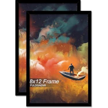 Imagem de FULDGAENR Conjunto de 20 x 30,5 cm, molduras pretas para certificado de pôster de foto de 20 x 30,5 cm, moldura de parede/mesa de alta transparência com visor vertical horizontal (pacote com 2 | preto