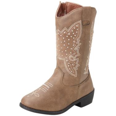 Imagem de Bota caubói Kensie Girl infantil ocidental (bebê, criança pequena, criança grande), Taupe Studs, 12 Little Kid