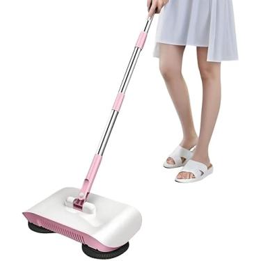 Imagem de Vassoura Mágica 3 em 1, Aspirador de Pó, Varredora Manual Preguiçosa e Esfregão (Rosa)