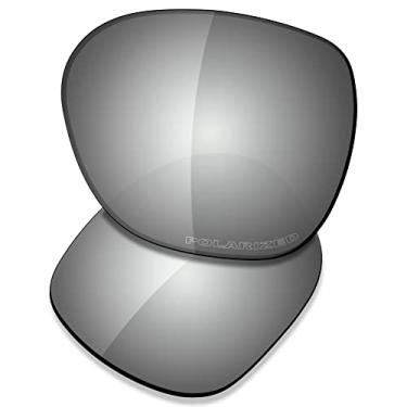 Imagem de SAUCER Lentes de reposição premium e protetores de nariz para Oakley Overtime OO9167 | Overtime Low Bridge Fit OO9210 Óculos de sol de alta definição - Metal cromado polarizado