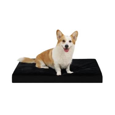 Imagem de KSIIA Tapete ortopédico impermeável para cães pequenos, de pelúcia, lavável, com espuma de ovo e capa removível, 58 x 43 cm, preto
