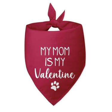 Imagem de Bandana My Mom is My Valentine Dia dos Namorados para cães pequenos e médios rosa vermelha bandana para foto acessório de cachecol para animais de estimação, acessórios para amantes de cães e mães