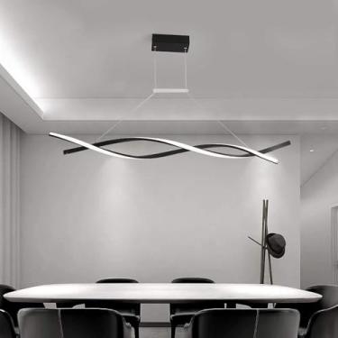 Imagem de Led 2 Luzes Pendente Luz Linear Torcida Lustre Moderno Criativo Pendurado Lâmpada Iluminação Decorativa Para Sala De Estar Quarto Restaurante, Black White, 100cm