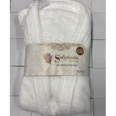 Imagem de Roupão de Microfibra Kimono M Atlântica Unissex, Branco