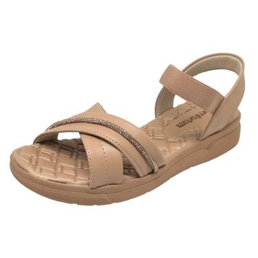 Imagem de Sandália Feminina Conforto Flatform Strass Comfortflex