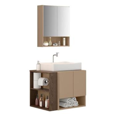 Imagem de Gabinete Troia com Espelheira Cuba Dalla Branca e Papeleira - Loja Doc