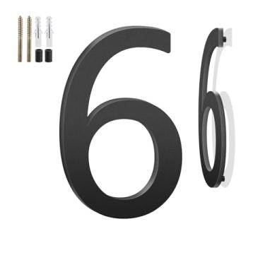 Imagem de Números de casa flutuantes de 10 cm e letras de metal para placas externas, números de casa para fora, letras de endereço de alumínio e números para porta, caixa de correio, jardim, perfeito para casa