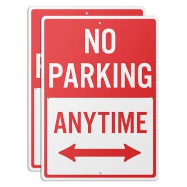 Imagem de 101SignCity Placa de rua "No Parking Anytime" para calçadas, estacionamentos, propriedades privadas - alumínio de 25,4 cm x 35,5 cm, pacote com 2