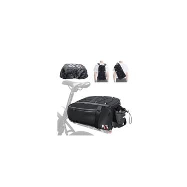 Imagem de AO LI GEI Bolsas de bicicleta para rack traseiro de bicicleta – Bolsa para porta-malas Ebikes impermeável de 15 L com capa de chuva e suporte de garrafa de água, bolsa refletiva para selim de