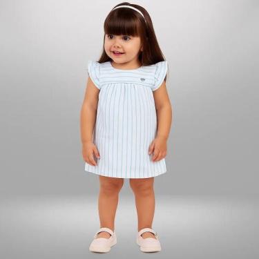 Imagem de Vestido Bebê Calcinha Tapa Fralda Linho Ecologic - MANULELE, M, Azul