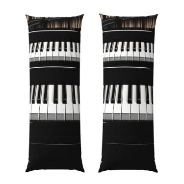 Imagem de Capa de travesseiro corporal com zíper oculto, fronha longa de microfibra macia e respirável para travesseiro corporal, teclas de piano preto e branco capas de travesseiro para cama de presente de