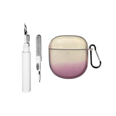 Imagem de [3 em 1] Capa transparente SKPY compatível com fones de ouvido Bose QuietComfort II/QC Ultra Earbuds com chaveiro e kit de limpeza, capa de TPU macio gradiente à prova de choque para mulheres