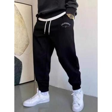 Imagem de Calça de Moletom Masculina  Modelagem Conforto  Inverno Quente  Básica