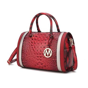 Imagem de MKF Collection Mia K Bolsa feminina tiracolo com alças superiores de couro vegano em relevo de crocodilo, Vermelho Eleanor, Large