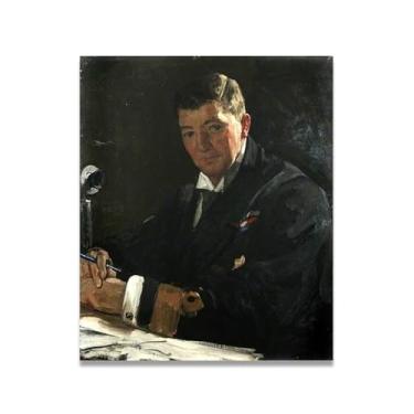 Imagem de The Chief Naval Censor John Lavery Iconic Realist Portrait & War Scene Canvas Art – Decoração de parede irlandesa atemporal para casa 39,98 x 48 cm Un Framed