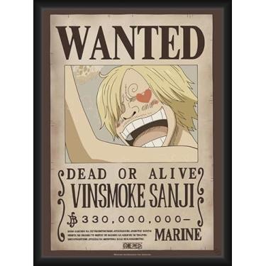 Imagem de BUY ART FOR LESS Pôster de arte emoldurado oficialmente licenciado One Piece - Wanted Vinsmoke Sanji - 61 x 91 cm - Moldura de madeira projetada resistente com vidro plexi - Pronto para pendurar