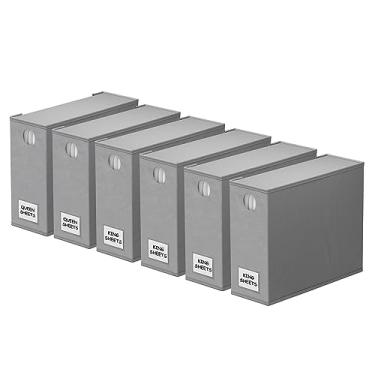 Imagem de SpaceAid Pacote com 6 organizadores e armazenamento de lençóis, organizador de lençóis dobrável com janela para armário de linho, conjunto de pastas para armazenamento de roupa de cama queen e king