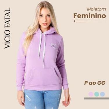 Imagem de BLUSA FEMININA MOLETOM INVERNAL CANGURU CAPUZ-Feminino