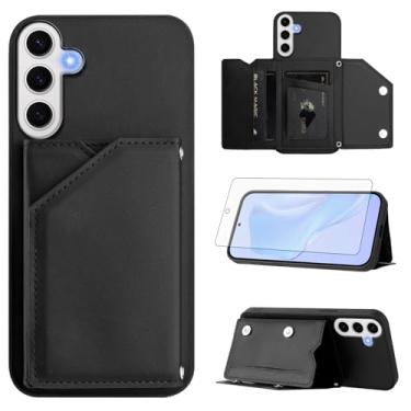 Imagem de Asuwish Capa de telefone para Samsung Galaxy S24 FE 5G capa carteira com protetor de tela de vidro temperado suporte suporte cartão alça transversal cordão de couro celular S 24 EF AI S24FE 24S