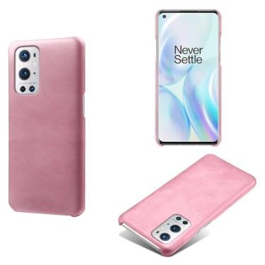 Imagem de Capa para Oneplus 9 PRO,Proteção contra quedas,Casca de volta de cor sólida simples,Design de couro de imitação de plástico-Pink