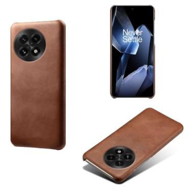 Imagem de Capa para Oneplus 13,Proteção contra quedas,Casca de volta de cor sólida simples,Design de couro de imitação de plástico-Brown