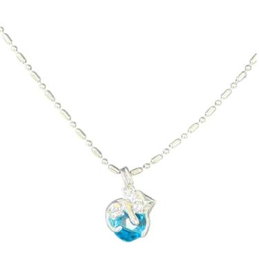 Imagem de BlueRica Colar com pingente de aço inoxidável com detalhes de cristal - borboleta, árvore da vida, sandália, cavalo-marinho, dólar de areia, gato em bola de fio, 16 Inches, Aço inoxidável, Sem Pedra