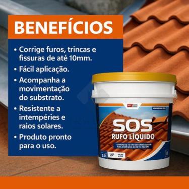 Imagem de Sos Telhas Elastment Rufo Líquido Furo Trinca 3,6kg Cinza - Drylevis