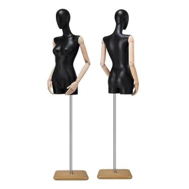 Imagem de Mannequin Manequins de varejo com corpo feminino preto, altura ajustável de 60,62 a 78,74 pol., adequados para lojas de roupas e costura(Wood color)