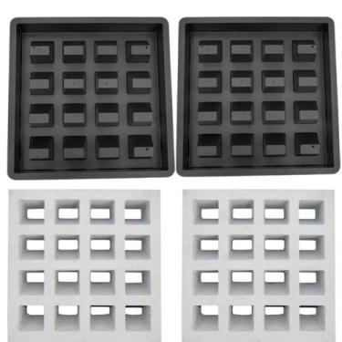 Imagem de Kit c 2 Formas Plasticas p Elemento Vazado 39x39x7 Cobogó 16 Furos Ven