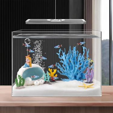 Imagem de Yawkey Conjunto De Decorações Para Aquário - Coral Resina, Bola Flutuante Sereia, Caverna Cerâmica, Estrelas Do Mar E Enfeites Pérolas. Decoração Segura Aquários Betta, Peixes Dourados Água Doce Sal