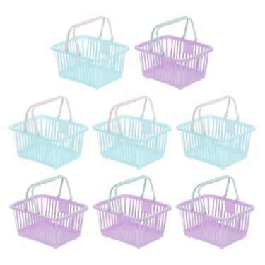Imagem de PATIKIL 8 peças de cesta pequena de plástico, mini cesta de armazenamento de mercearia pequenas cestas de compras com alça organizadora água filtrada para organizar brinquedos, frutas, legumes