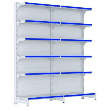 Imagem de Gondola Parede 202 Fit Farmacia Ate 2 Metros Branco Pe Azul