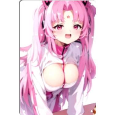 Imagem de DKLOWK Pôster de metal quente de menina anime fofo biquíni sexy placa de decoração de parede para casa bar clube quarto banheiro homem caverna Otaku 20 x 30 cm