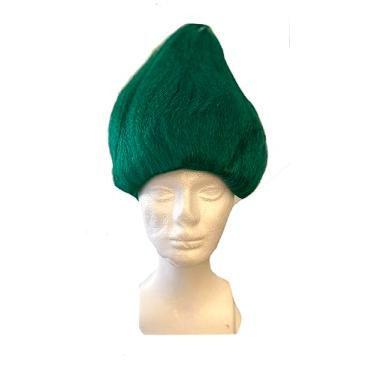 Imagem de Perucas Troll - Perucas de boneca Troll ajustáveis adequadas para todos os tamanhos de cabeça - Perucas estilosas - Inspiradas em Troll para fantasias retrô ou modernas (verde escuro)