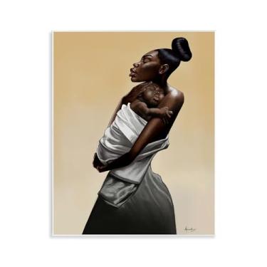 Imagem de Stupell Industries Design de arte de placa de parede de ternura mãe e filho por Manasseh Johnson Sr, 14 x 11