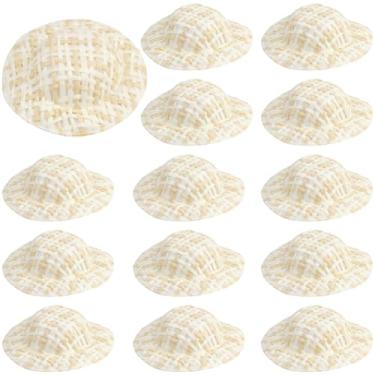 Imagem de SUNNYCLUE 40 Pçs Mini Chapéus de Palha Mini Chapéu Tecido 5 cm Pequenos Bonés de Palha Pano Pequenos Bonés de Cowboy Cornsilk Chapéu de Tricô Tecido Feito à Mão para Enfeites de Natal DIY Artesanato