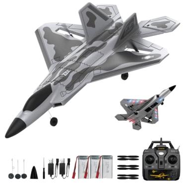 Imagem de RCkuler RC Planes for Adults, 4 Channel RTF F22 Raptor Remote Control Airplane with LED Light, 6-Axis Gyro, 3 Flight Modes, One-Key Aerobatic, Suitable for Outdoors and Gifts